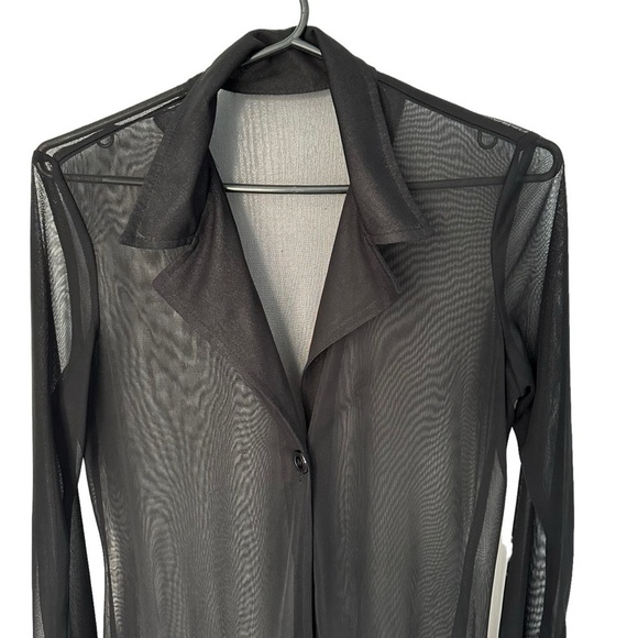 WOMEN'S SHEER BLACK CHIFFON LIGHTWEIGHT MAXI DUSTER KIMONO CARDIGAN - SIZE  US S - Picture 1 of 4